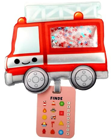 Bauer Spielwaren Bizyboo - Feuerwehr - Sensorik Spielzeug mit Perlen & versteckten Objekten, Reisespielzeug gegen Langeweile ab 2 Jahren (21006)