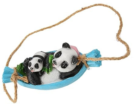 Aladeno Garten-Panda-Statue, Schaukel-Panda-Statue, Schaukel-Panda-Statue, Panda auf der Schaukel liegend, Kunstharz, Garten-Panda-Bild, Schaukel-Statue, Garten-Tierskulptur für