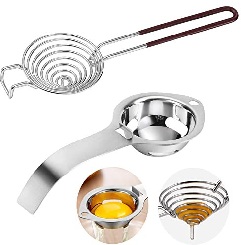 Kapokr 2 Stück Eiertrenner Edelstahl Eigelbtrenner Egg Yolk Separator mit Griffen Eidottertrenner Eiweißtrenner für Küche Bäckerei (2 Stile)