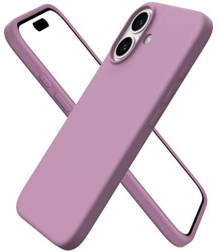 ORNARTO Compatible with iPhone 16 Case 6.1, Slim Liquid Silicone 3 Layers Full Covered Soft Gel Rubber 16 Phone Cases Cover 6.1 inch-Lilac Purple