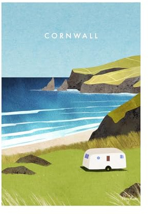 Henry Rivers Cornwall Druck, 40 x 30 cm, Blau / Grün, Blau/Grün, 40cm x 30cm