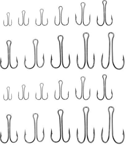SG Store 55PCS Double Fishing Hooks #1-#3/0 High Carbon Steel Fishing Double Hooks Sharp Open Shank Barbed for Saltwater Freshwater
