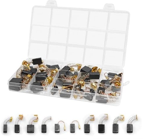 40 PCS Electric Motor Carbon Brushes,10 Sizes Replacement Carbon Motor Brushes Mixed Pack with Storage Box, CarbonBrushes Tool for Hammer Drill, Circular Saw, Angle Grinder, Blower