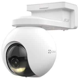 EZVIZ 8MP Telecamera WiFi Senza Fili per Esterni, Batteria da 10400mAh, Rilevamento di Persone/Veicoli, Telecamera Esterna a 360°, Modalità AOV, Visione Notturna a Colori, Difesa Attiva, CB8 Pro 4K