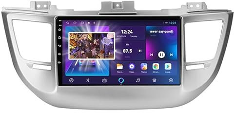 FJINQIANG Android 14 Radio Coche 2 DIN 9 Pulgadas HD Pantalla Táctil para Hyundai Tucson 3 2015-2018 Conectar y Usar con Bluetooth GPS Navi WiFi FM Radio Carplay Inalámbrico/Android Auto