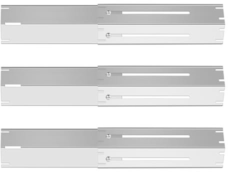 GLARETEX Lot de 3 cache-brûleurs universels réglables pour barbecue à gaz, protection contre les flammes en acier inoxydable, extensible de 29,8 cm à 53,3 cm de long