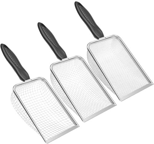 VAVPUP Stainless Steel Soil Sieve Shovel set with Handle - 4 Sizes Gardening Sand Sifter for Compost, Beach & Cat Litter - Durable Rock/Dirt/Seed Filter Mesh for Soil Sand Rocks Dirt Compost (3 pcs)