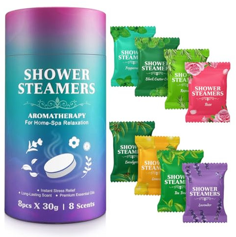 Set de Bombes de Douche Original, 8 Pièces, 8 Parfums | Aromathérapie avec Huiles Essentielles, Idéal pour la Relaxation, Cadeau d'Anniversaire pour Maman ou Femmes