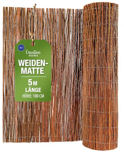 Creative Home Weidenmatte Balkon Sichtschutz Weide 100 x 500 cm (H x L) | Sichtschutz Zaun | Sichtschutzmatte Garten | Sonnenschutz Balkon Windschutz Terrasse Gartenzaun