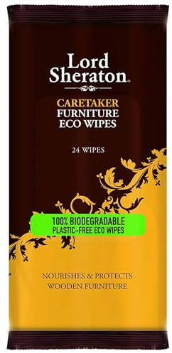 Lord Sheraton Caretaker Furniture Eco Wipes 24 Wipes Plastic Free Biodegradable Wood Cleaning Wipes Nourish Protect Wooden Furniture Tables Cabinets Shelves Gentle Household Care Eco Friendly Wipes