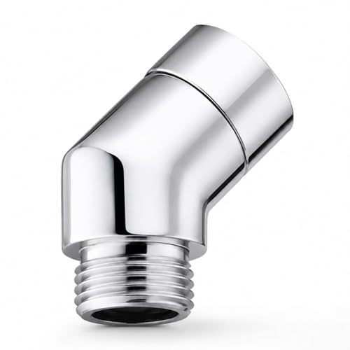 DCYQAIN 135 Degree Shower Head Extension Arm, G1/2 Universal Copper Shower Hose Connector, Rustproof Elbow Adapter for Wall Mounted Handheld Showerhead