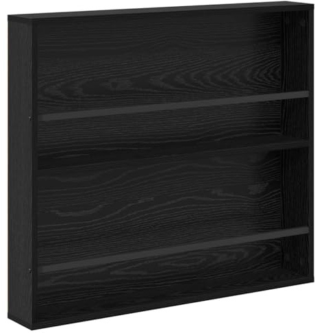 Qnhdfrt Zeitschriftenständer Wandmontage, Wandregal in Schwarz Eichen-Optik, Platzsparender Zeitungsständer für Büro & Wohnzimmer, 80 x 12 x 70 cm aus Holzwerkstoff