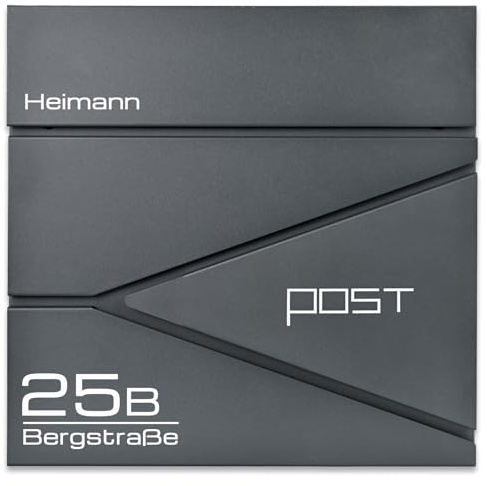 Verda Briefkasten mit Zeitungsfach, Postkasten Designer Wandbriefkasten mit Edelstahl, Schloss unter dem Deckel versteckt, 2X Schlüssel Zeitungsrolle, modern, personalisiert, UV-Druck (SN3696-1)