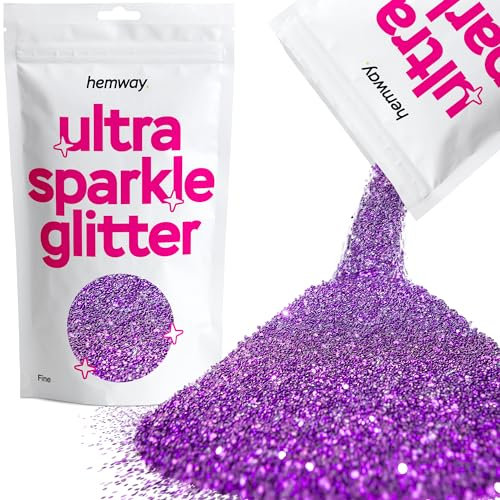 Hemway Ultra Sparkle Glitter - Purple | Fine Metallic Flakes for Resin & Epoxy Crafts | Supplies for Tumblers, Festival, Hair, Face, Body, Eye & Nail Art Decoration | 100 g