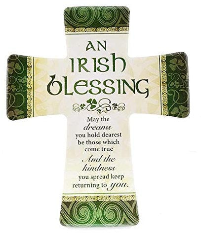 Irish Glazed Porcelain Cross with Irish Blessing (Hanging or Standing Decoration)