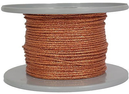 Schnur/Kordel/Flechtleine/Kupferkordel- Länge 100 Meter - Durchmesser ca.2mm - Fb. Kupfer glitzernd/glänzend - Deko-Seil