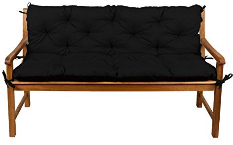 Gutekissen® Bankkissen, Sitzkissen, Rückenlehnen, Gartenkissen, Steppkissen, Doppelkissen, Sitzmöbel, Sitzbank-Kissen, Gartenschaukel, Gartenmöbel Law (140cmx50cmx50cm, Schwarz)