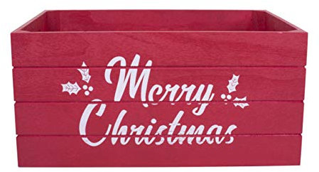 Christmas Edition Wooden Crates Retail Display Storage Box Gift Hamper Eve Box (1, Red)