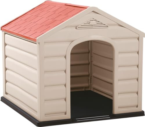KG KITGARDEN - Caseta Perro Pequeño Jardín, 58,5x61x68cm, Beige/Terracota
