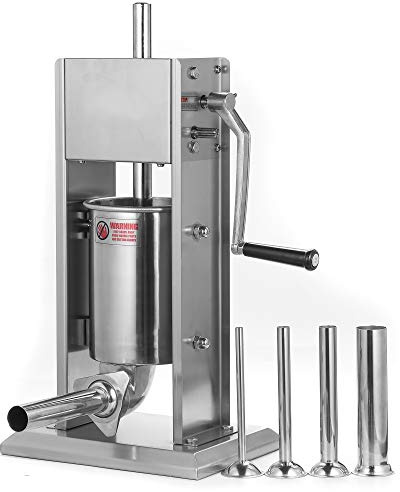 Stainless Steel Vertical Sausage Stuffer,Sausage Stuffer Machine,Sliver,Dual Speed, Easy Clean Up Sausage Maker (7Lb/3L),Deer Processing Equipment,Maquina Para Hacer Churros