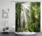 LB Duschvorhang Antischimmel Grün Duschvorhang Wald Wasserdicht Polyester Stoff Duschvorhang Tropisch Pflanzen und Baum im Dschungel Kurz Duschvorhang für Badewanne mit 10pcs Haken,150x180cm
