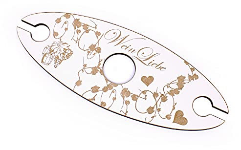 DEKO-LANDO Ovaler Weinglashalter mit Herzen Weinbutler - Weinliebe - für 2 Weingläser 28x11 cm