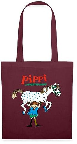 Spreadshirt Pippi Langstrumpf Pippi hebt Kleiner Onkel Stoffbeutel, One size, Burgunderrot