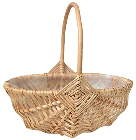 BESPORTBLE Rattan Blumenkorb Weidenkorb Geflochtener Korb mit Henkel Pflanzkorb Blumenmädchen Körbchen Obstkorb Blumentopf Streukorb Picknickkorb für Hochzeit Tischdeko Landhaus Shabby Chic Deko