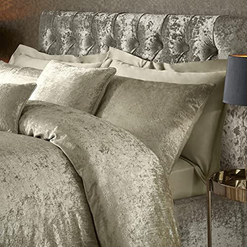 ED Luxury Crushed Velvet Duvet Quilt Cover Bedding Linen Set With Housewife Pillowcases Ultra Soft Duvet Cover Set [Super King, Champagne]