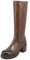 QUEEN HELENA Stivali di Pelle con Tacco Plateau Zip Laterale Casual Donna L295 (Marrone, Numeric_37)