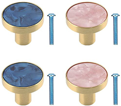 BBAOO Runde Schubladengriffe, 4 Stück Möbelknopf Gold Messinggriffe Für Schubladen Möbelgriffe Gold Verwendet Für Schränke, Schubladen Und Kisten