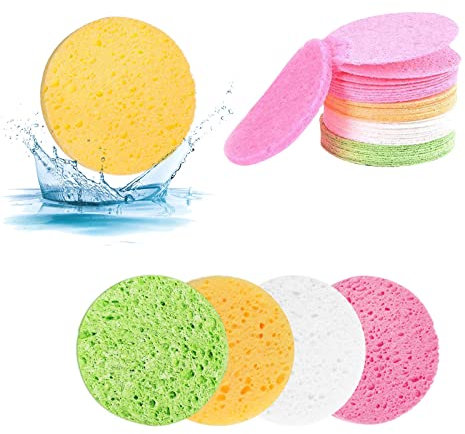 ZOCONE 72 Piezas Esponjas Faciales Comprimidas, 4 Colores Esponjas Desmaquillantes Comprimidas Reutilizables Esponja Facial Celulosa Redondas Esponja de Lavado Facial Esponjas Faciales para Limpieza