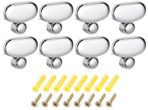 sourcing map Mirror Clips, 8Pcs for 3-5mm Thick Wall-Mounted Floating Glass Mirror Clips Bracket Holder for Frameless Mirror Walls Fixed Fitting (37mm Silver)
