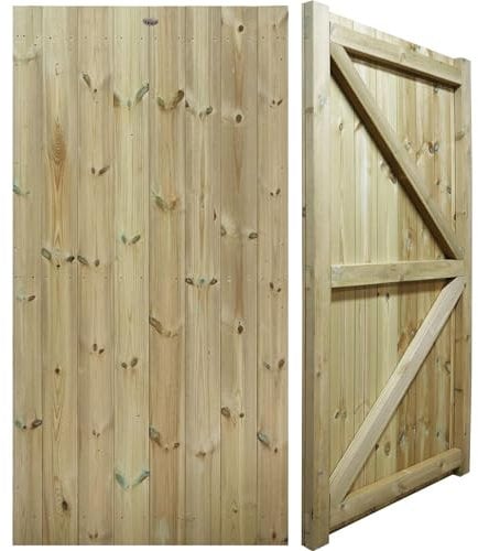 Heavy Duty Wooden Garden Gate 6x3ft - Tongue & Groove Fully H-Frame Treated Timber Door, H:6ft x W:3ft Interlocking Industrial Boards, Ideal for Outdoor Pathway Home Access (High: 180cm x Wide: 90cm)