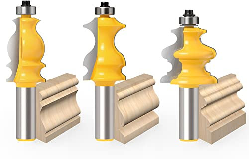 WSOOX 12mm Schaft Formfräser Bit 3 Stück Formfräser für Holzbearbeitung Architectural Moulding Fräser Set Fräse Router Bit Formfräser für Holzbearbeitung