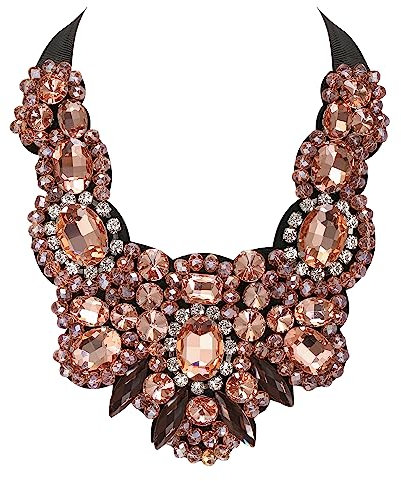 EVER FAITH Damen Kristall Hochzeit Blumen Kostüm Statement Halskette für Bankett Prom Champagner Farbe