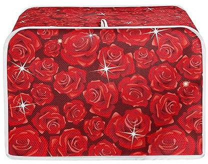 Micoklinlin Toaster Cover 4-Slice Wide Slot for Kitchen Flashing Red Roses Washable Toaster BreadMaker Machine Organizers Bag Fingerprint Protection Appliance Covers