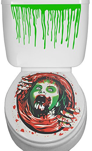 Halloween Toilet Seat Vinyl Sticker Decoration Bathroom Cover Scary Fancy Dress Horror Party Zombie Woman