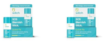 Witch SOS Blemish Stick, fights bacteria, works instantly, reduces excess oil and blemishes. Vegan friendly. Packaging may vary, exactly the same formula. (Pack of 2)