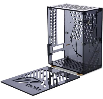 docooler Petit boîtier d'ordinateur portable, coque en plexiglas, boîtier PC compact, boîtier PC de bureau, carte mère mini ITX, bloc d'alimentation Flex