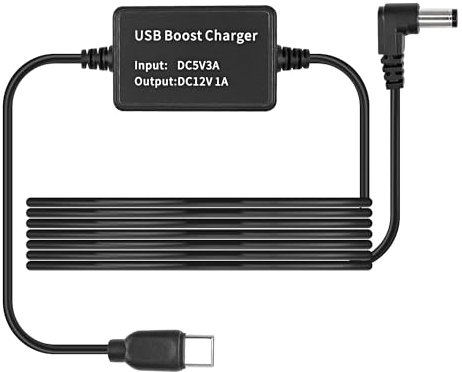 MEIRIYFA USB Typ C 5V auf DC 12V Konverter Step Up Spannung Stromkabel, Typ C Stecker auf DC 5.5 x 2.1mm Stecker Fass Jack Adapter Boost Kabel für Router, CCTV, andere 12V Geräte (1.6M)
