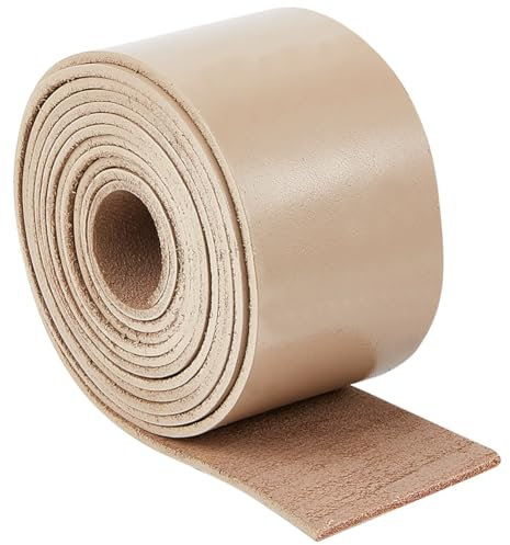 GORGECRAFT 50mm Wide Flat Leather Strap 79 Long Genuine Leather Strips 2mm Thick Cowhide Leather Cord Braiding Thread Rope for Belts Bracelets Necklace Jewelry Making DIY Crafts Tooling Workshop, Tan