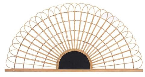 Gift Decor Brown Black Rattan Fan Headboard 160 x 80 x 2 cm