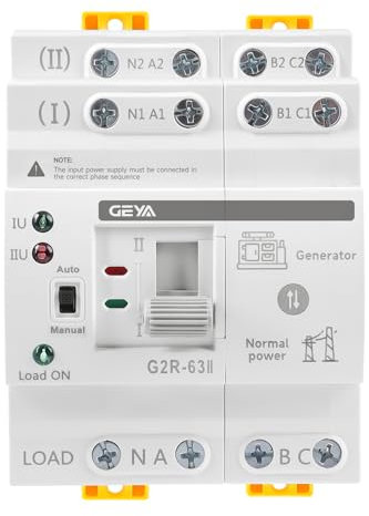 GAEYAELE Interruptor de Transferencia Automática Interruptor de Alimentación Dual Alimentación Ininterrumpida Tipo de Carril DIN (4Polo 25A AC220V)