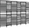 vidaXL Paravent 6-TLG., Raumteiler Linien-Webdesign Faltdesign, Trennwand Sichtschutz für Innen Außen, Spanische Wand Raumtrenner, Schwarz Poly Rattan