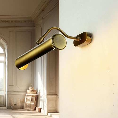Licht-Erlebnisse Bilderleuchte Spiegellampe aus Echt-Messing bronziert B:30cm 2xE14 wechselbar Premium Wohnzimmer Schlafzimmer Flur Bilderlampe Wandleuchte Innen