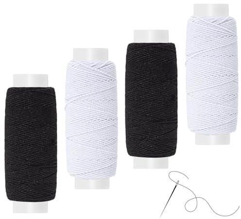 YIZWINS Elastisches Nähgarn, elastische Schnur, 4 Stück elastischer Faden zum Nähen, Kann zur Kostümherstellung, verwendet Werden, auch für Perlenarmbänder, Halsketten und Schmuckhandwerk geeignet