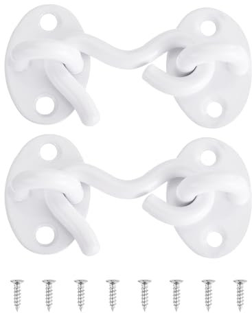 sourcing map 2Pcs 2 Inch Hook and Eye Latch, Barn Door Lock Privacy Hardware Stainless Steel Gate Lock for Window Cabin Hooks Sliding Door Bedroom Bathroom, White