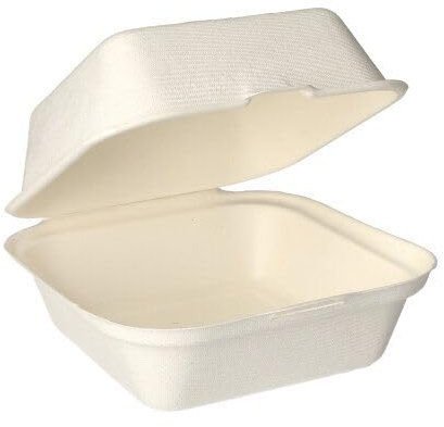 25 Hamburger-Boxen Zuckerrohr pure 8 cm x 14 cm x 15 cm weiss