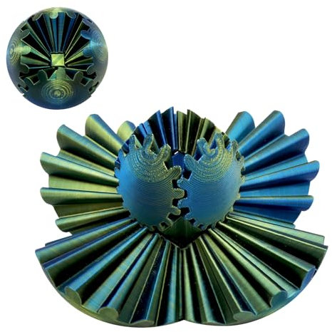 Gear Ball 3D, Gear Sphere Stress bälle, 3D Printed Gear Ball Fidget Cubes Spielzeug,3D Gedruckter Zahnrad Ball,Zauberwürfel Gear Ball Kugel Drehmoment Toys for Stress and Anxiety Relaxing (blau-gelb